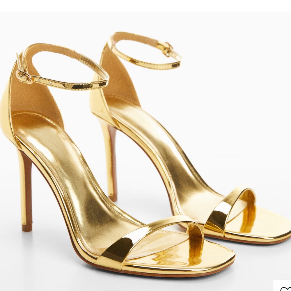 Mango Gold Stiletto Heels Minimalist Design